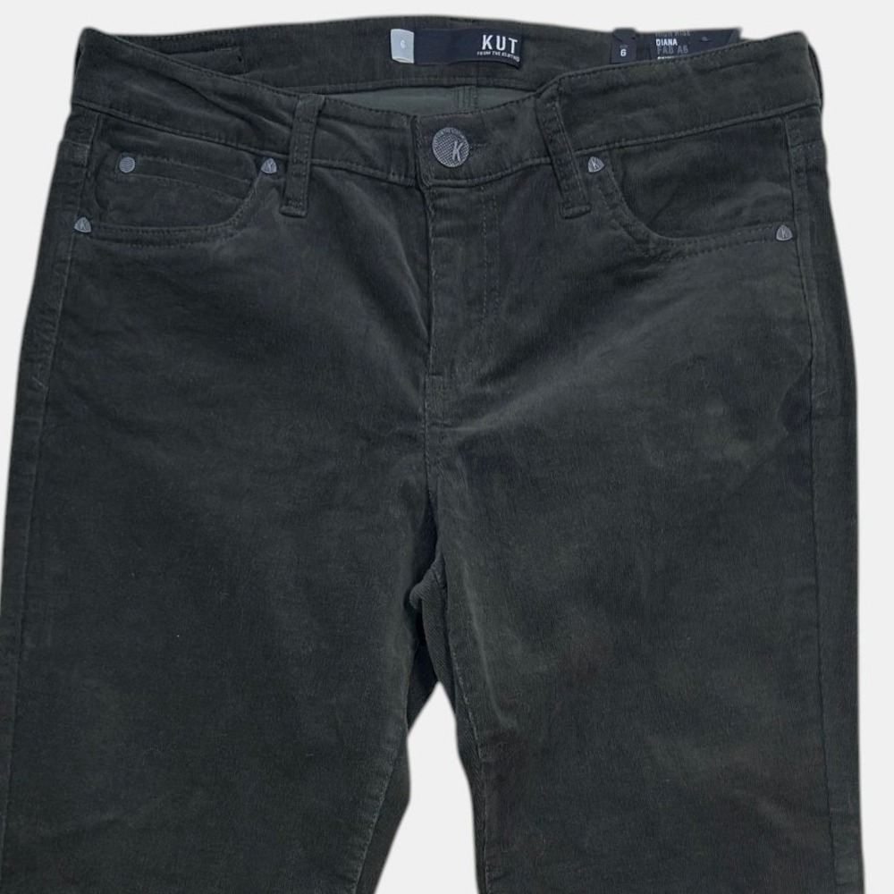 Kut from the Kloth Diana Corduroy Pants 6 Womens‎ High Rise Fab Ab Skinny Green